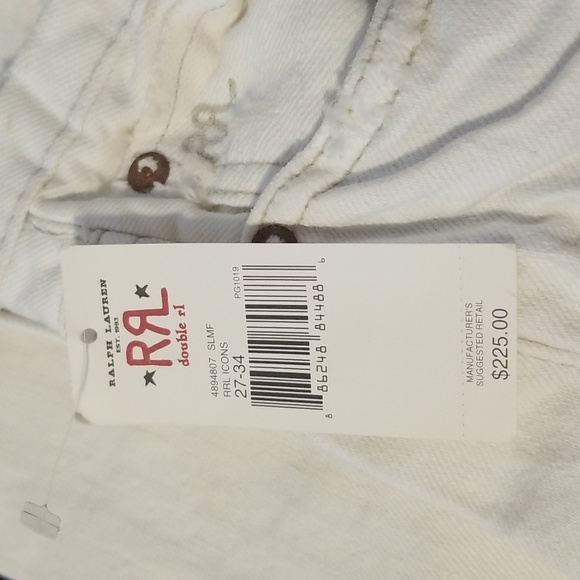 Ralph Lauren Slim Fit NWT White RRL 27x34 Vintage Distressed - Picture 12 of 17